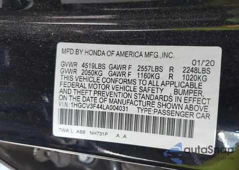 2020 Honda Accord Hybrid Ex из США, поврежденный, VIN 1HGCV3F44LA004031